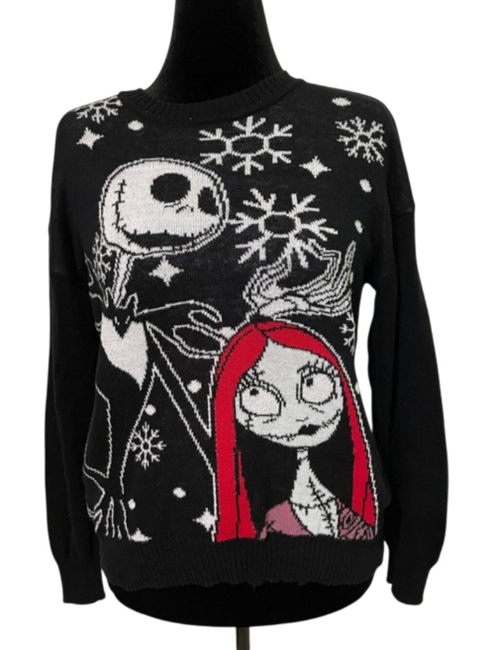 Disney Nightmare Before Christmas Jack Sally Sweater Unisex Medium Black Knit
